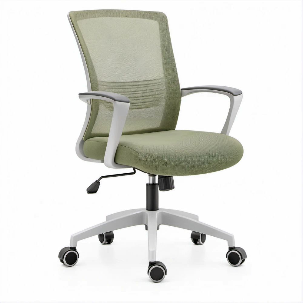 Ergonomischer Drehstuhl Grün mit Netzrückenlehne, Rollen und Sitzhöhe 45–55 cm