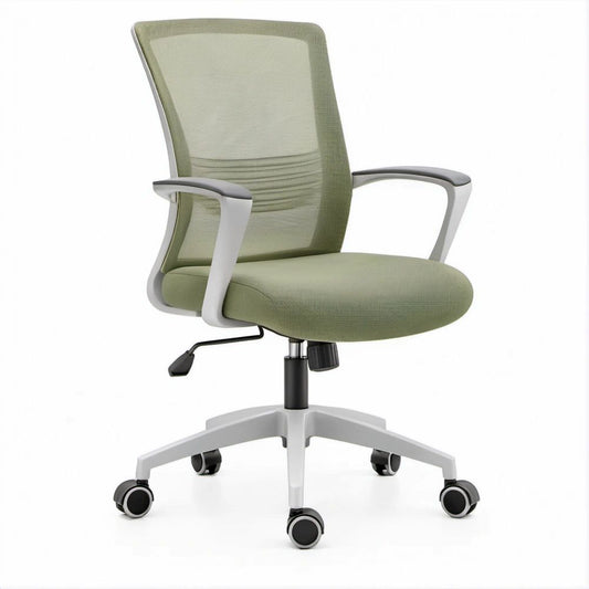 Ergonomischer Drehstuhl Grün mit Netzrückenlehne, Rollen und Sitzhöhe 45–55 cm