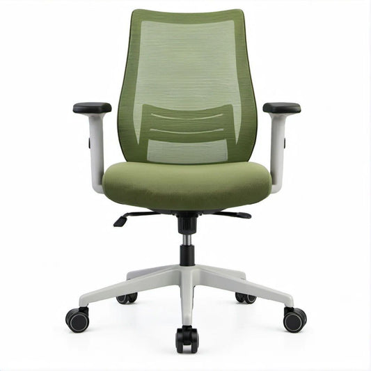Ergonomischer Drehstuhl Grün/Weiss/Schwarz mit Netzrücken und höhenverstellbarem Sitz, 64 × 64 × 98–108 cm