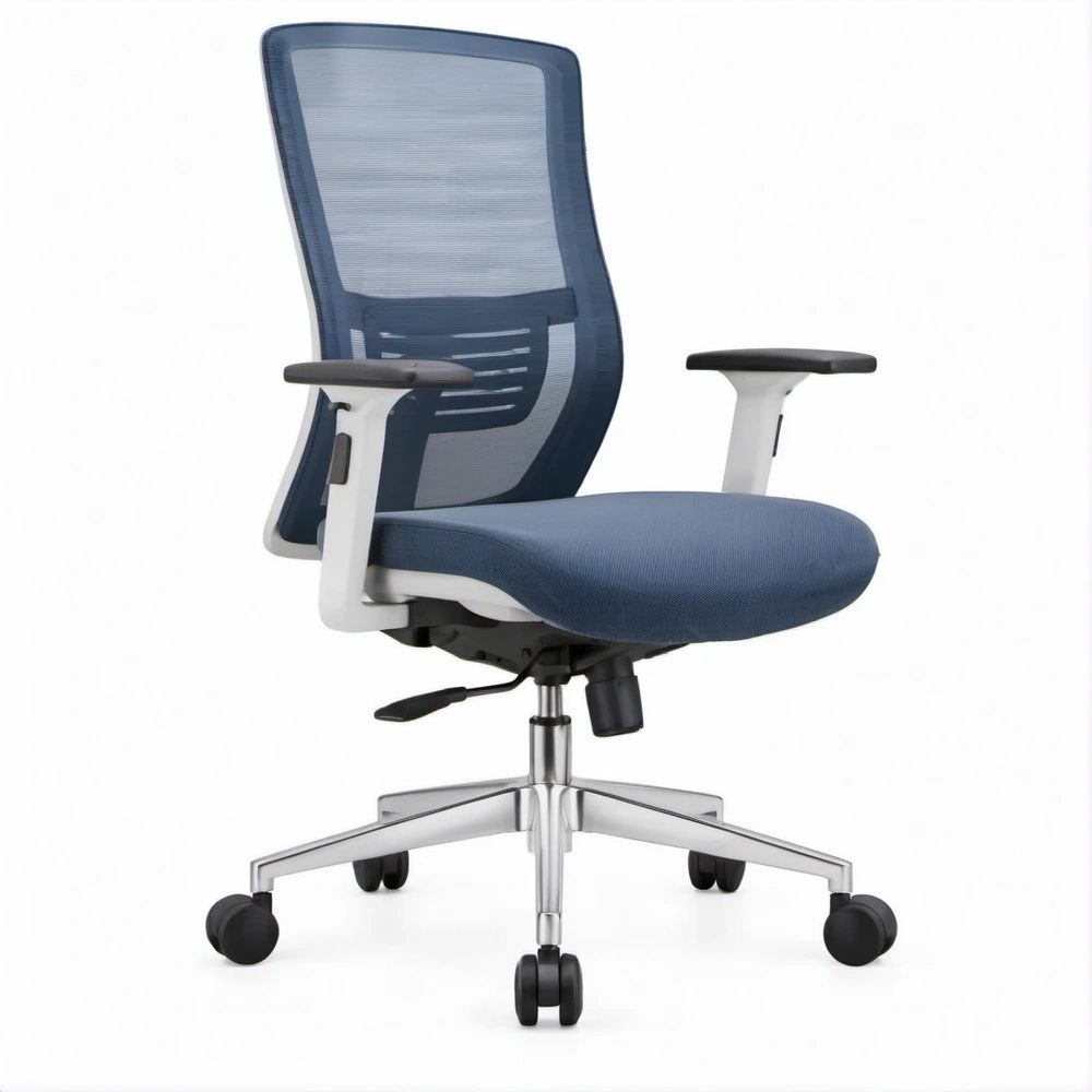 Ergonomischer Drehstuhl Blau/Hellgrau/Schwarz/Silber, 66 x 66 x 112–122 cm