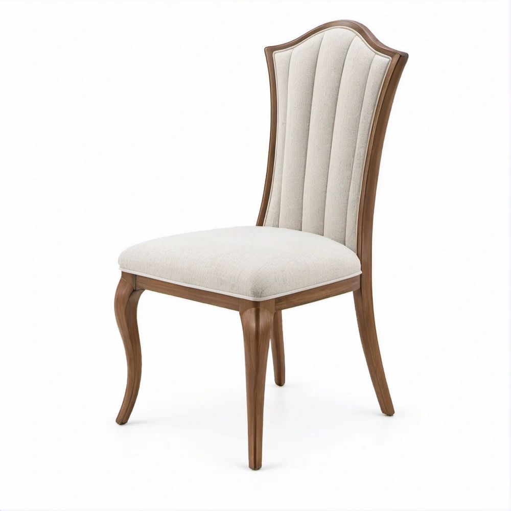 Klassischer Esszimmerstuhl mit hoher Rückenlehne, Beige/Nussbraun, 50 x 61 x 103 cm