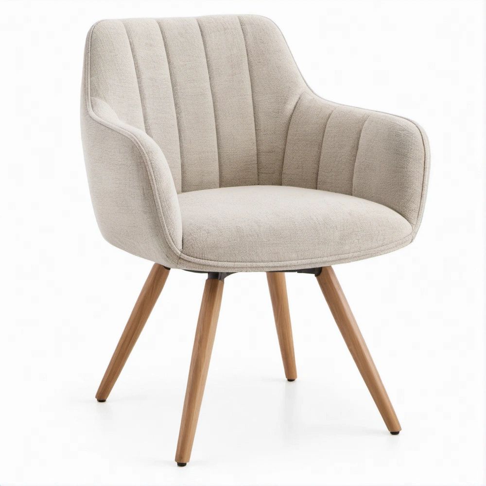 Gepolsterter Armlehnenstuhl Beige/Naturbraun, 62 x 61 x 82 cm