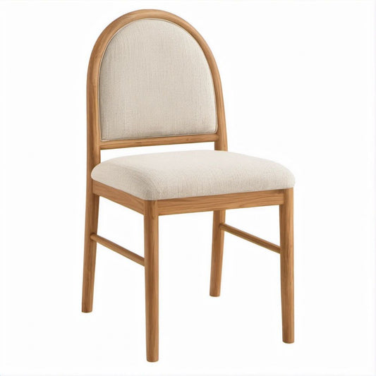 Esszimmerstuhl aus Gummibaumholz in Natur/Beige, 48 x 58 x 95 cm